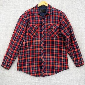 Northwest Territory Flannel Shirt Mens Sz L Quilted Lined Plaid Red Shacket‎